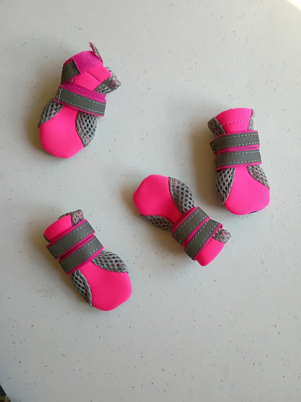 Set of 4 Pink/Gray Mesh Dog Boots/Shoes Size M Reflective, All Breeds Athletic